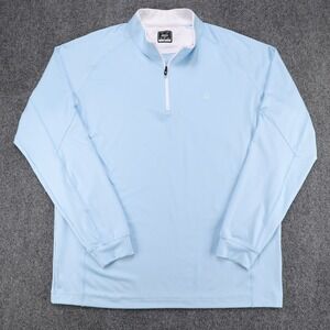 Deolax Mens XL Light Blue 1/4 Zip Pullover Long Sleeve Golf Performance Shirt